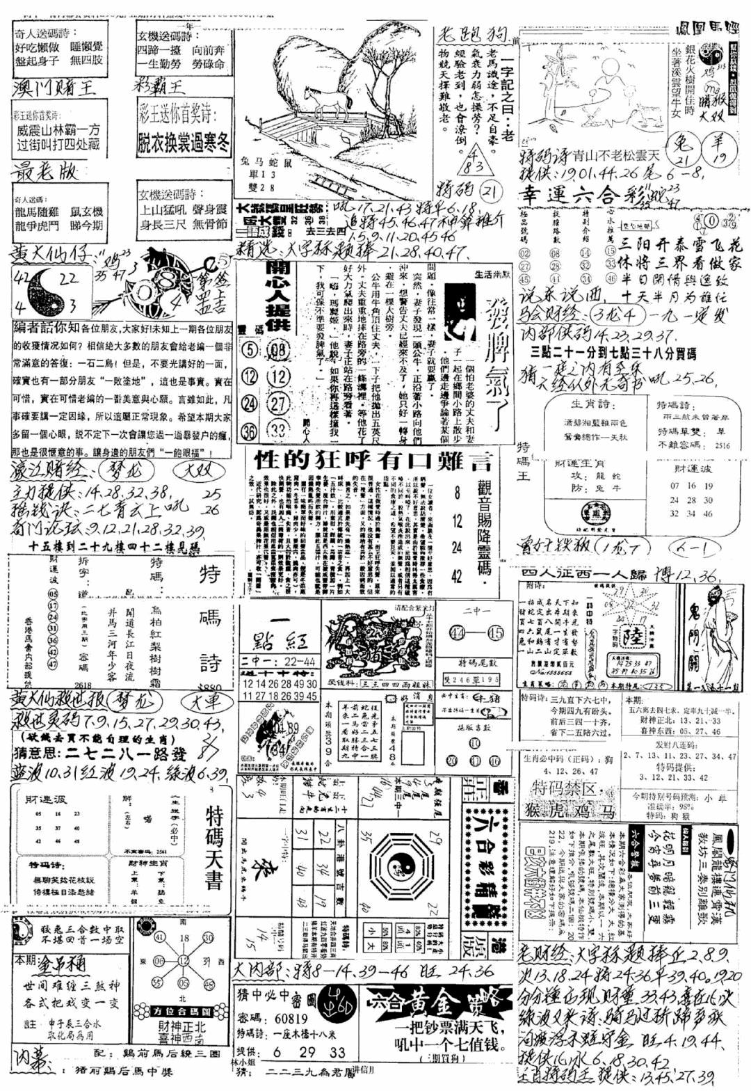 六合彩097期新版手写综合资料B(黑白)