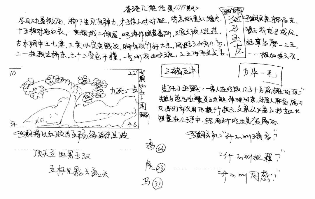 六合彩097期正版手写九龙(黑白)