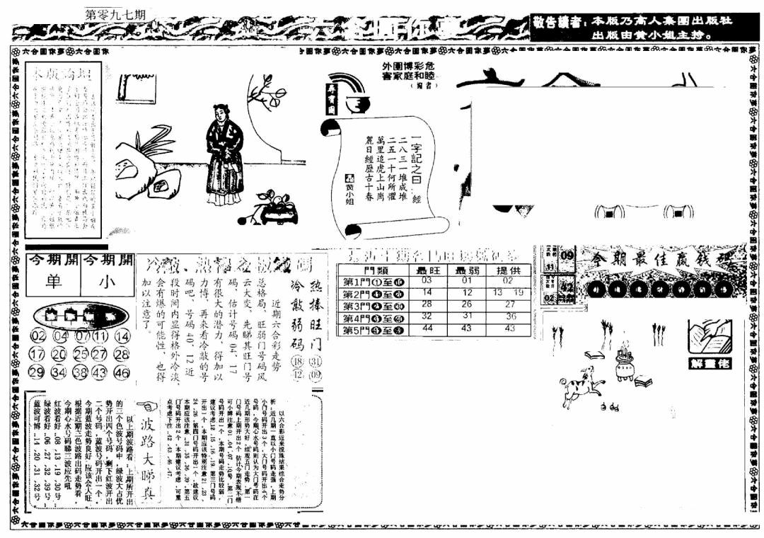 六合彩097期新版六合圆你梦A(黑白)
