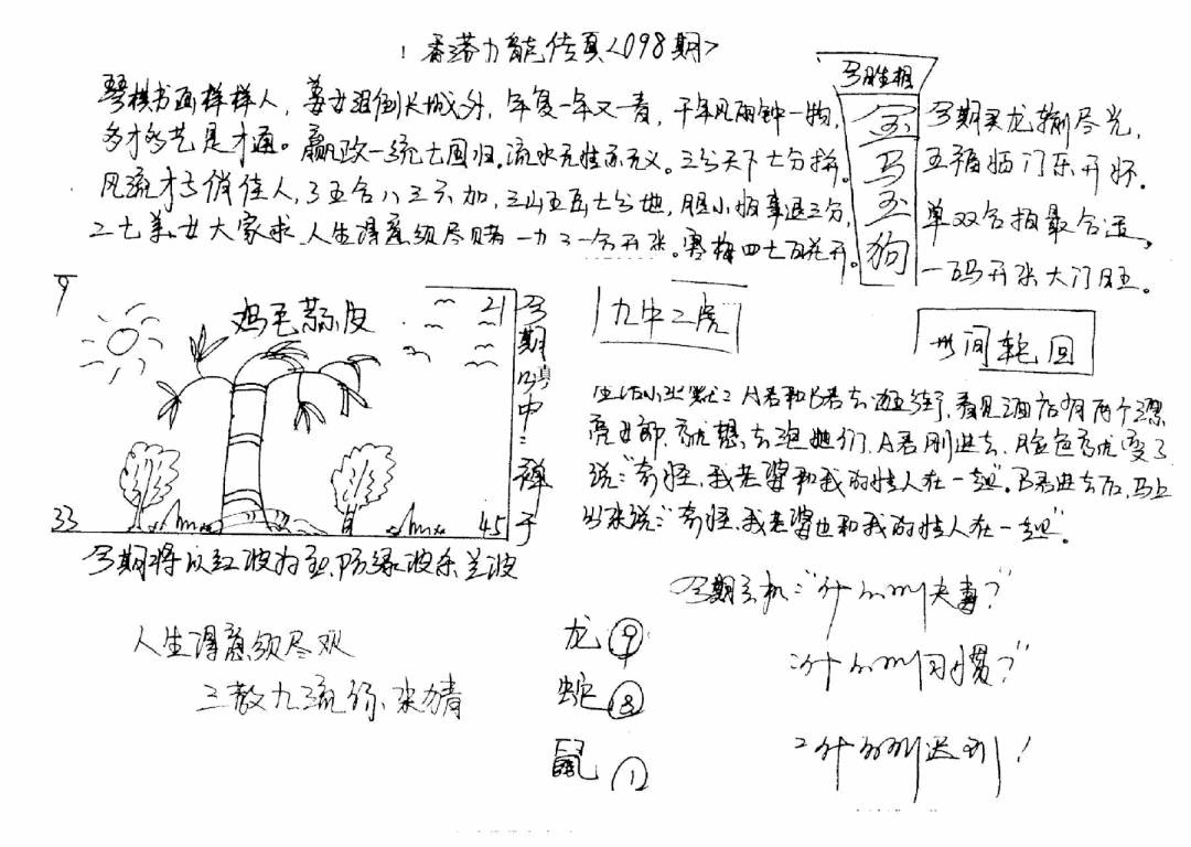 六合彩098期手写九龙内幕B(黑白)