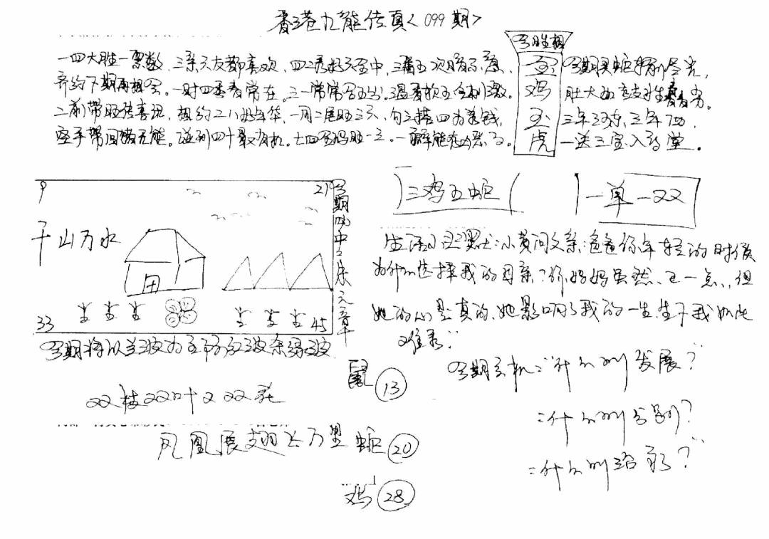 六合彩099期正版手写九龙(黑白)