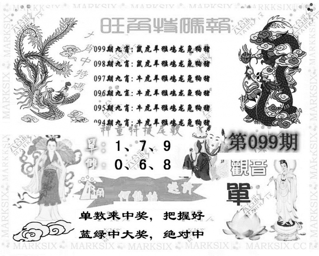 六合彩099期旺角特码报(彩)(黑白)