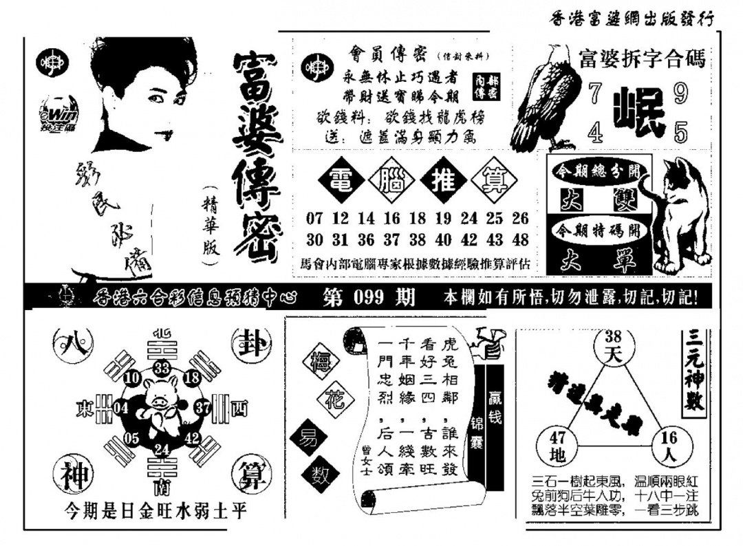 六合彩099期富婆传密(新料)(黑白)