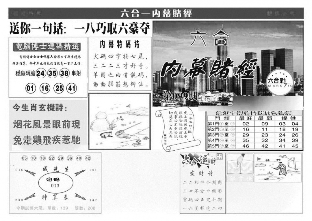 六合彩099期内幕赌经(特准)(黑白)