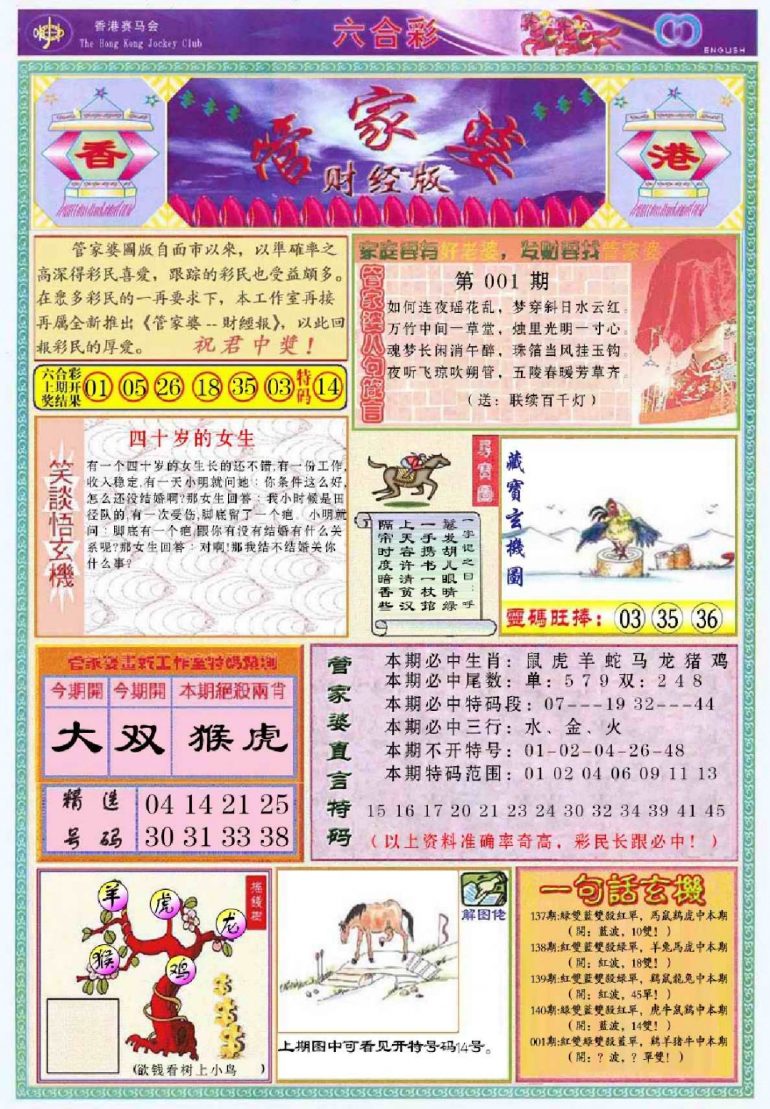 六合彩001期管家婆财经版