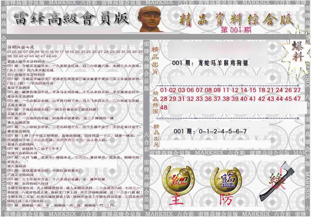 六合彩001期雷锋资料综合版