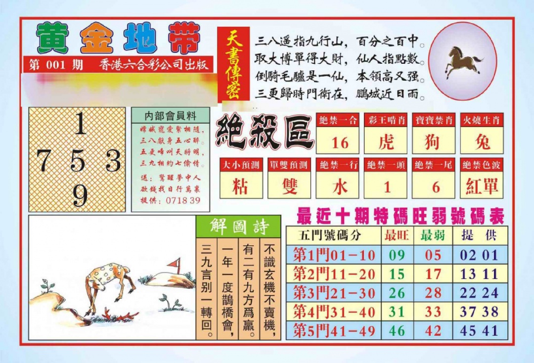 六合彩001期香港黄金地带(新图)
