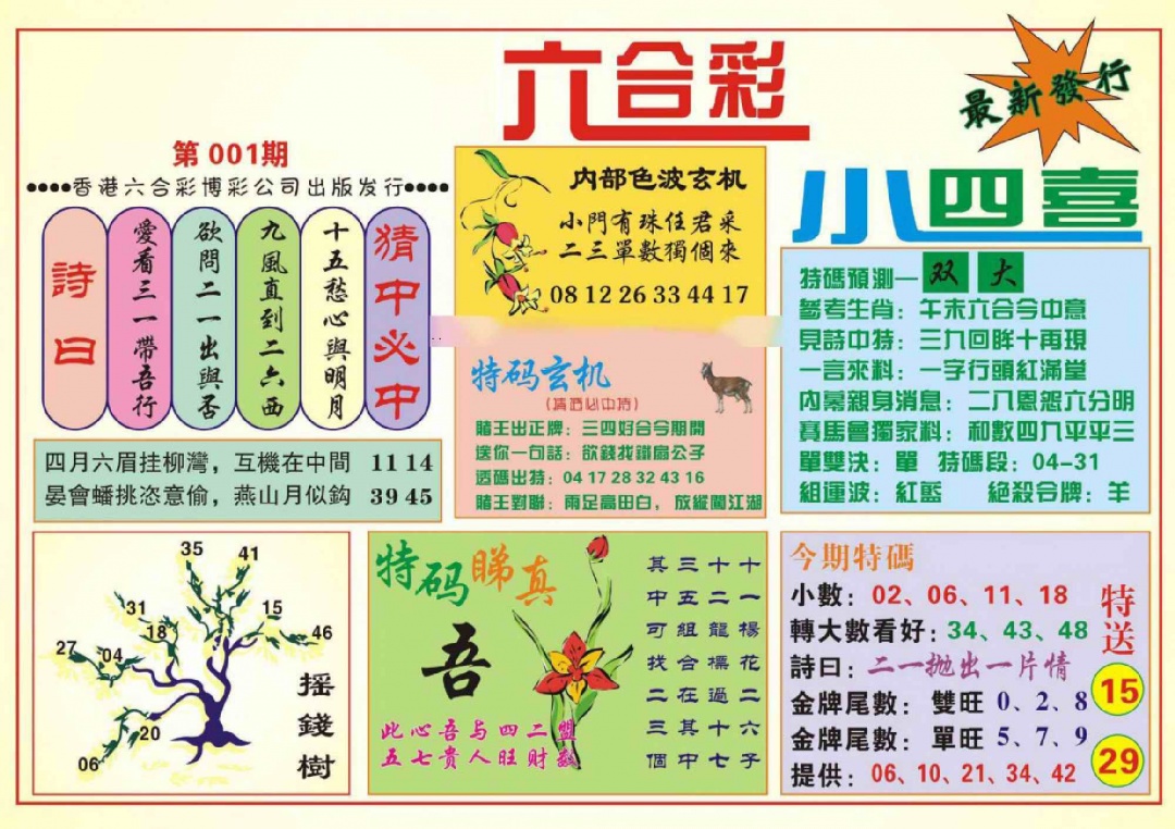 六合彩001期香港小四喜(新图)