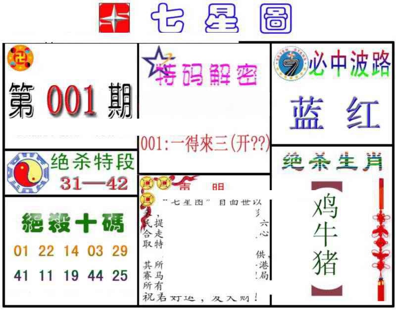 六合彩001期七星图B