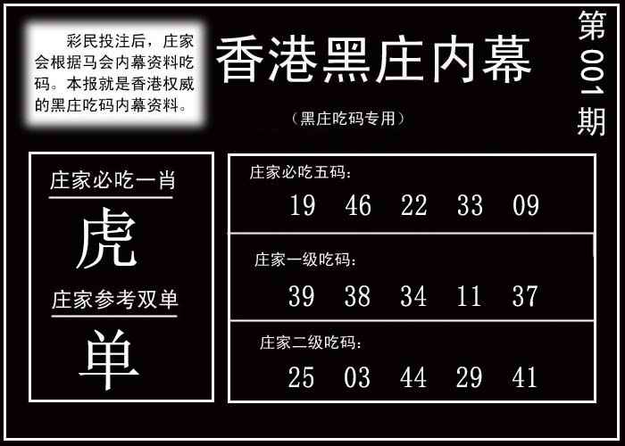 六合彩001期香港黑庄内幕