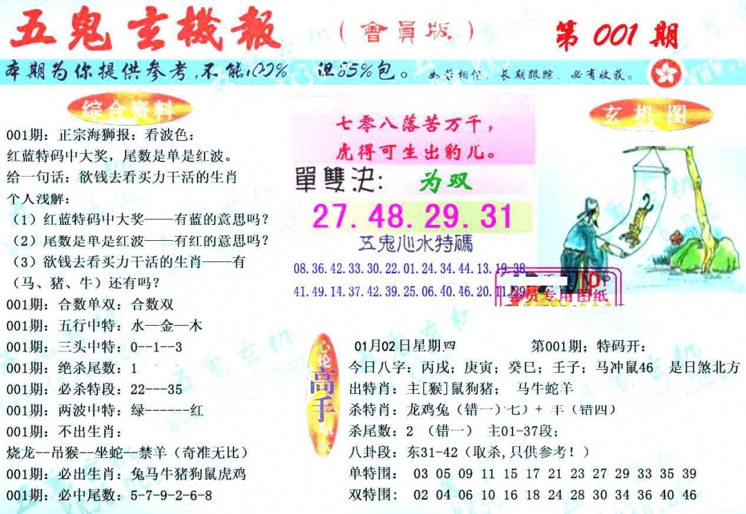 六合彩001期新五鬼玄机