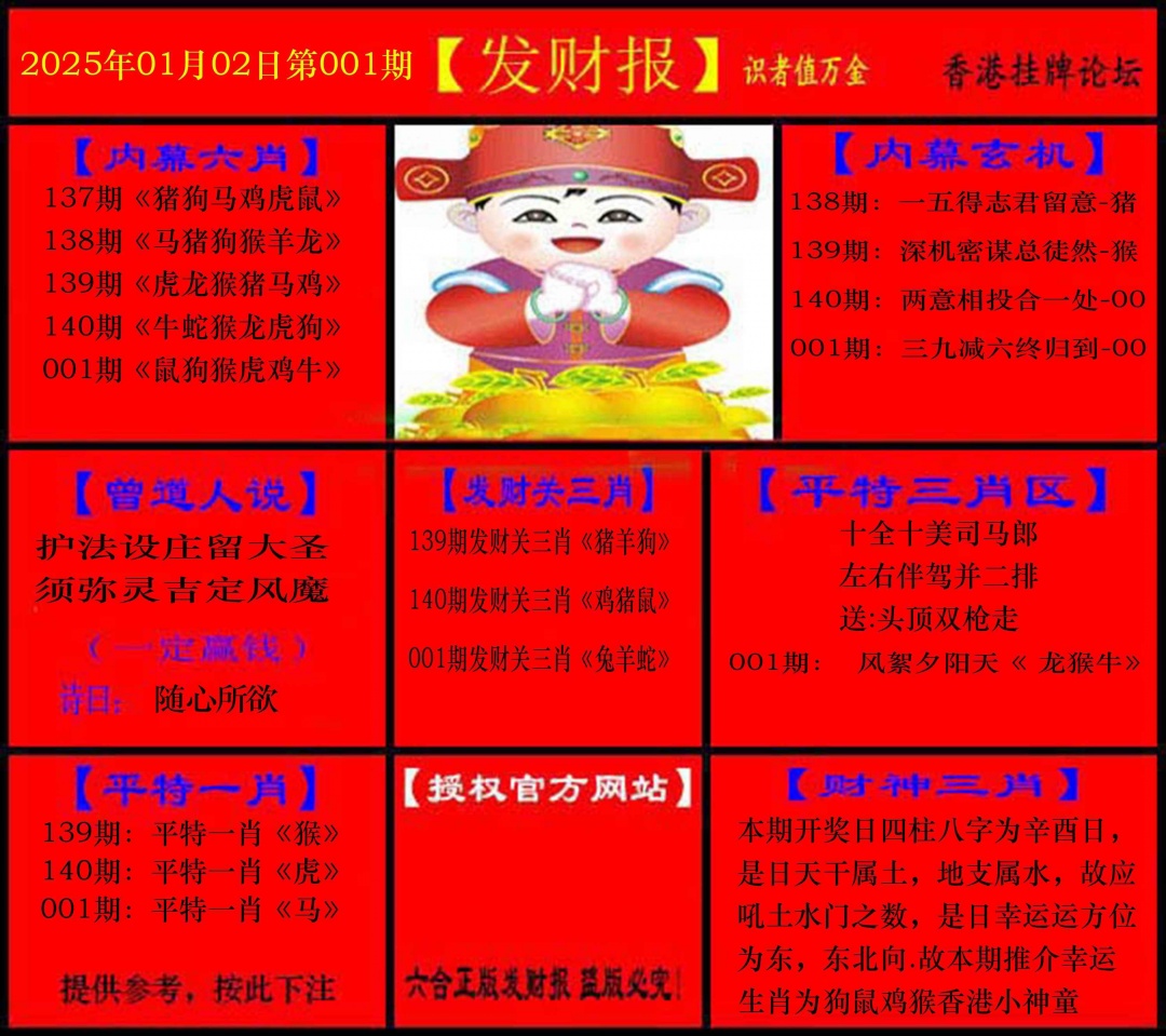 六合彩001期发财报