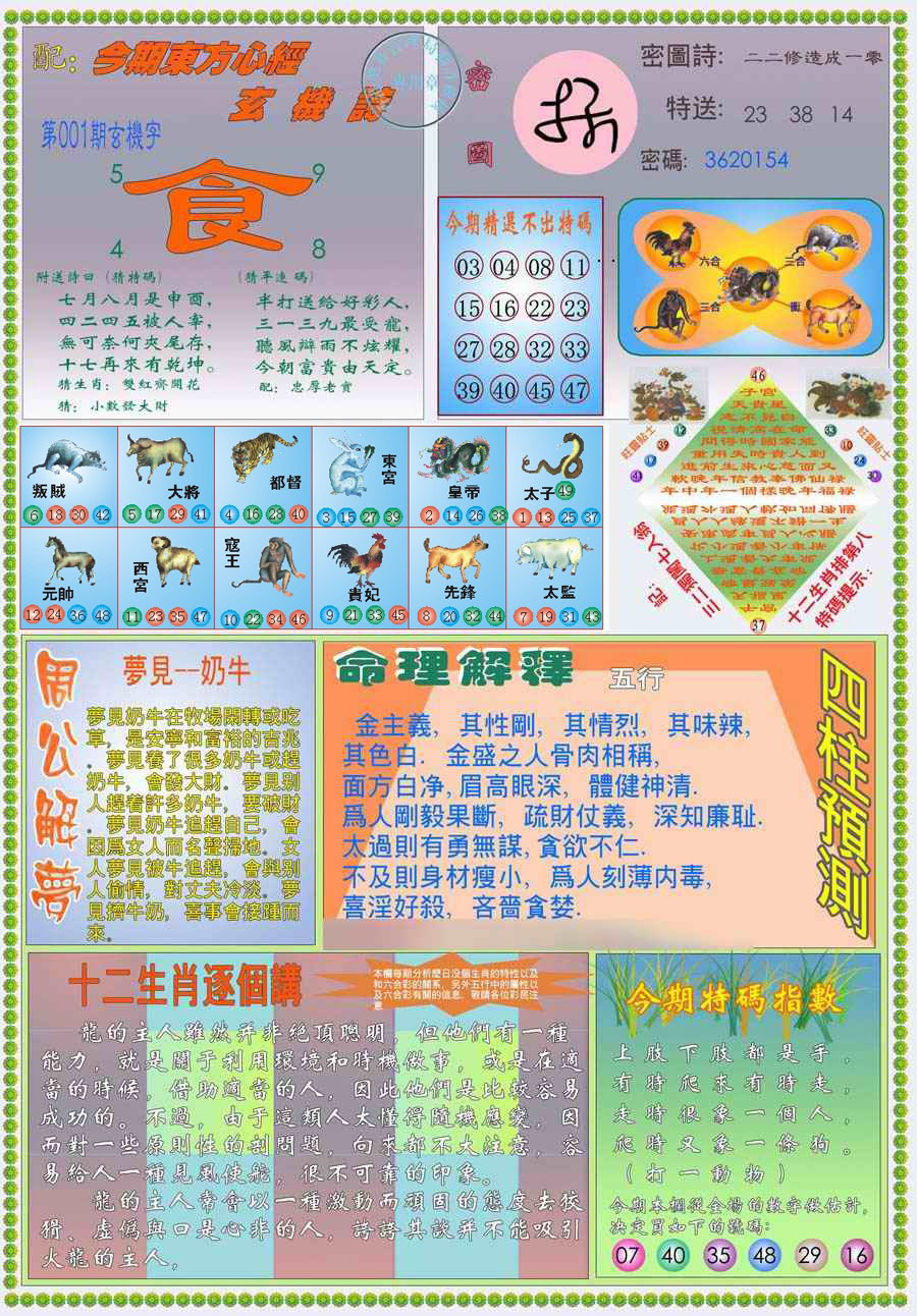 六合彩001期(新版)东方心经B