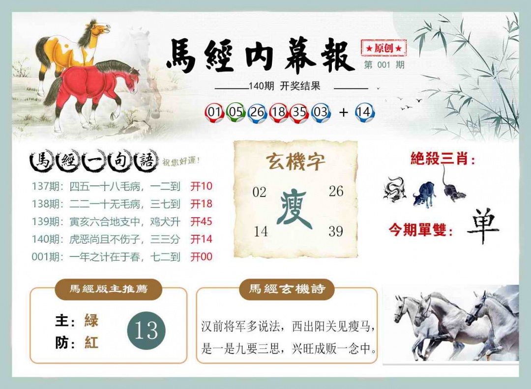 六合彩001期马经内幕报