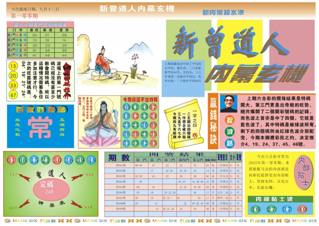 六合彩100期新曾道人内幕A
