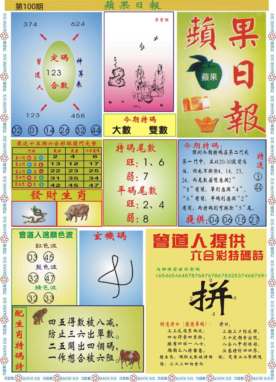 六合彩100期青苹果日报