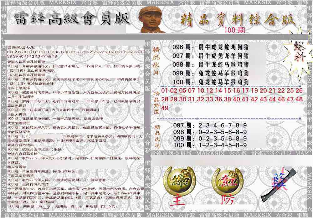 六合彩100期雷锋资料综合版