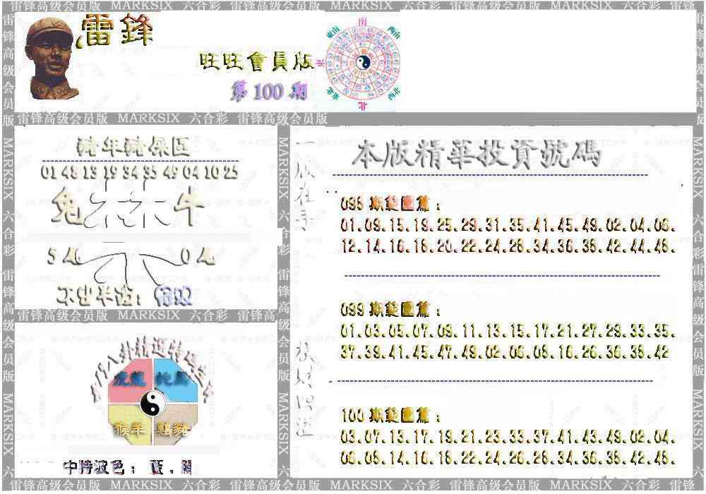六合彩100期雷锋鼠年旺旺版