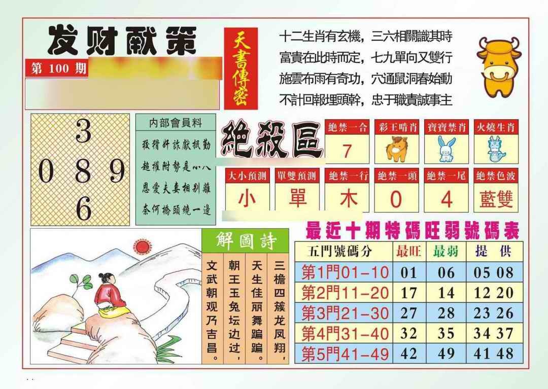 六合彩100期发财献策