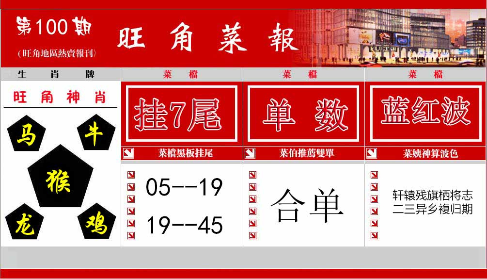 六合彩100期旺角菜报
