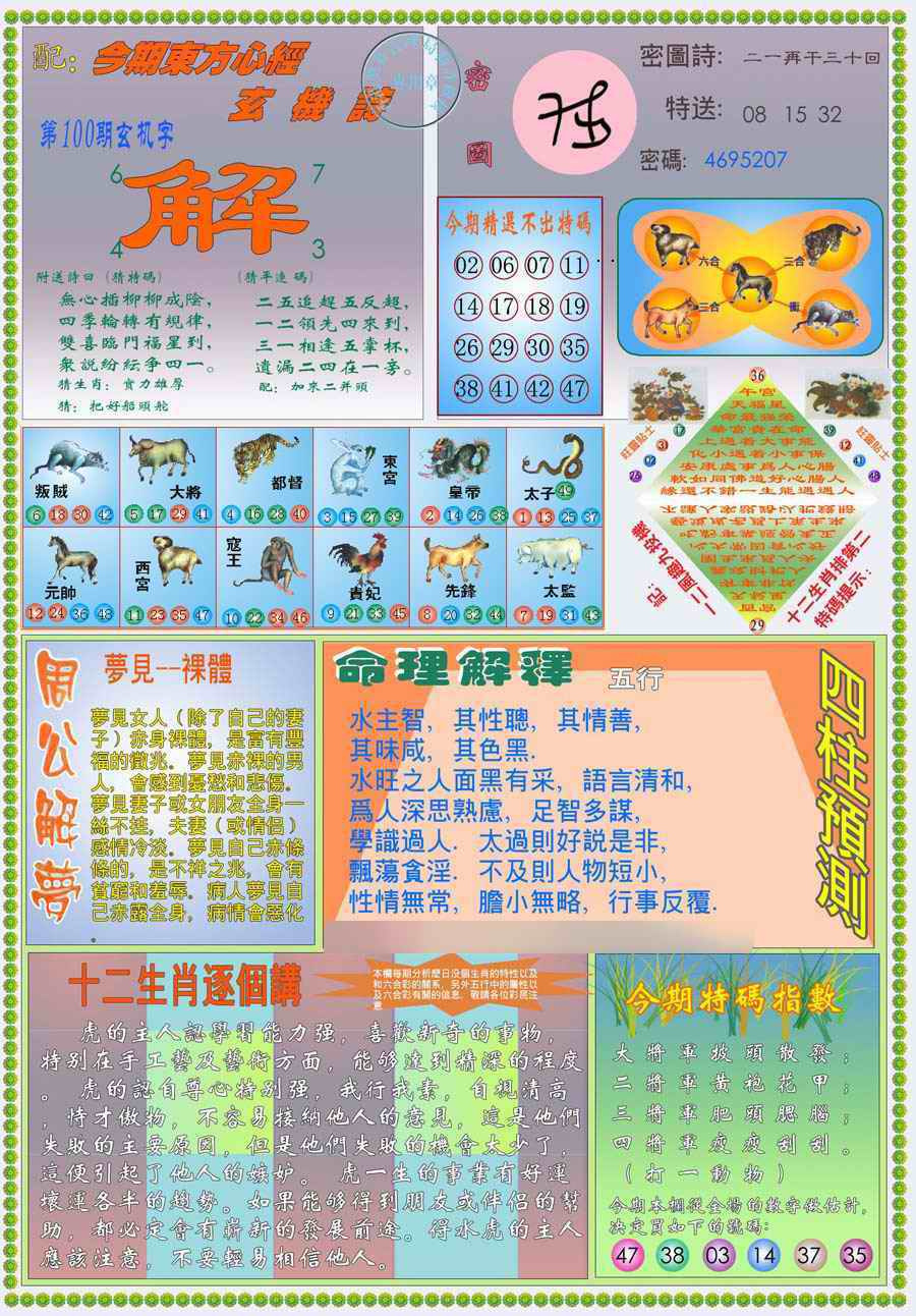 六合彩100期(新版)东方心经B