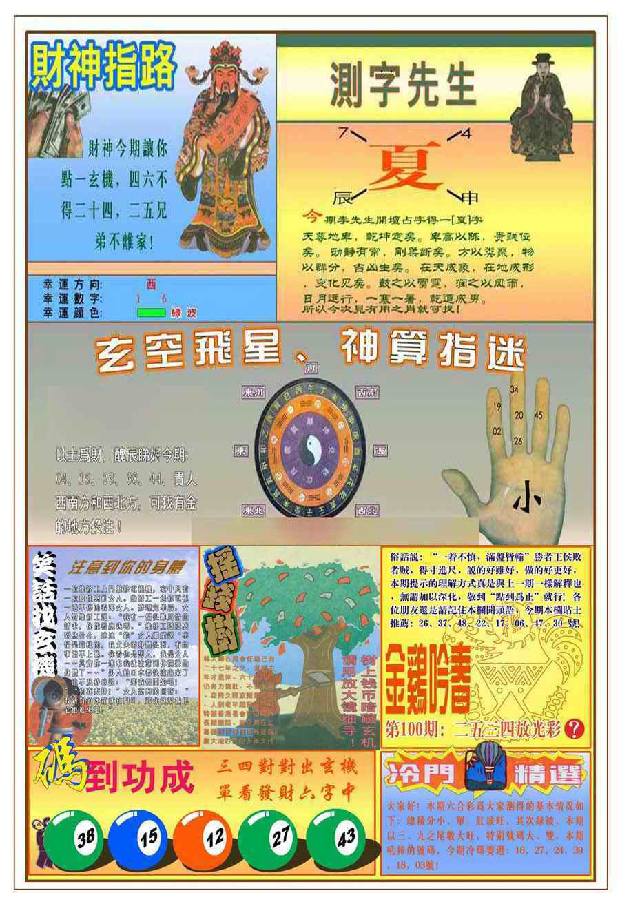 六合彩100期(新版)四柱预测B