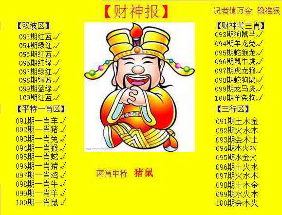 六合彩100期黄色财神报