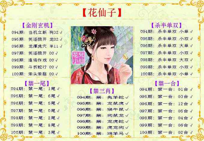 六合彩100期花仙子