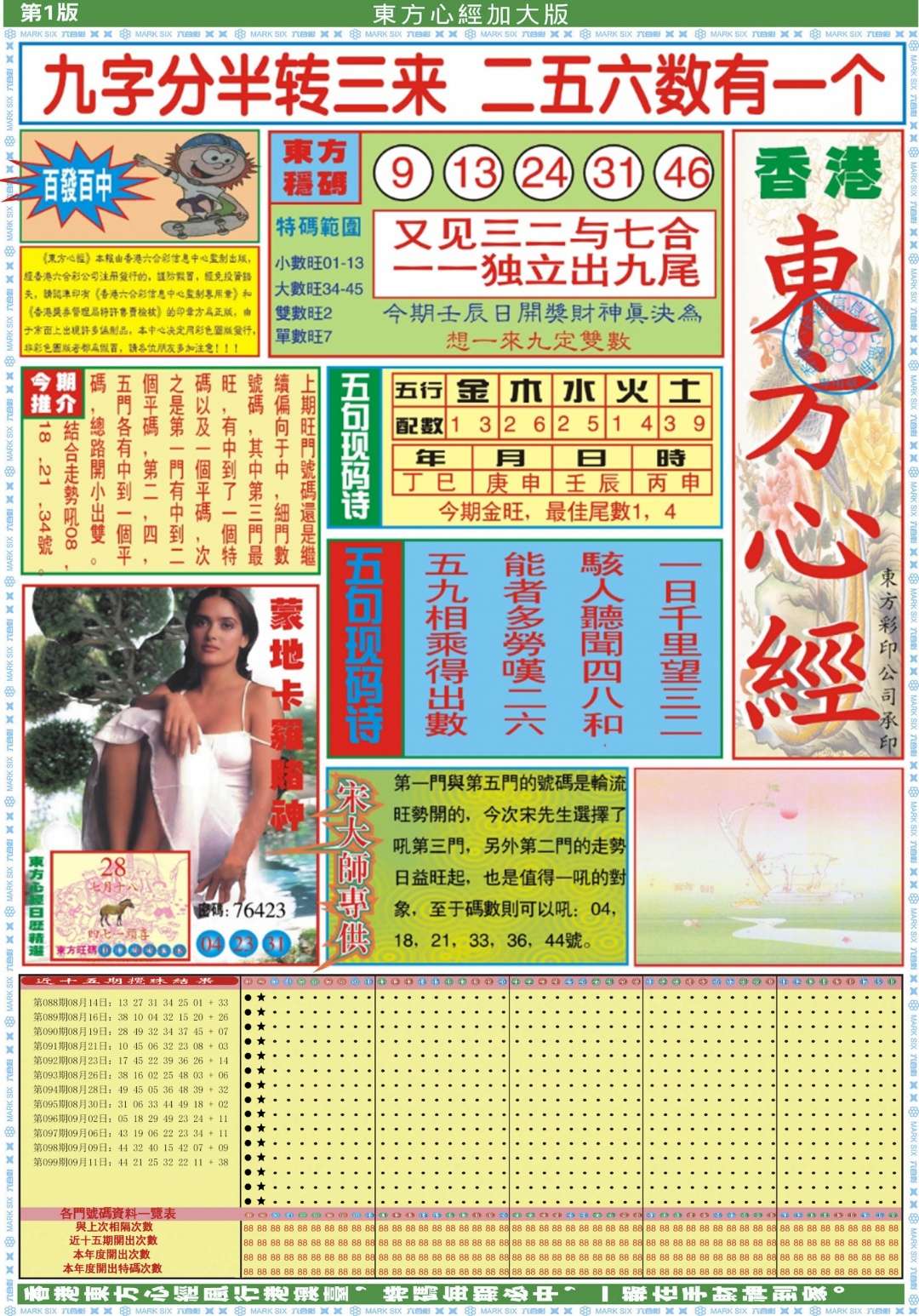 六合彩100期东方心经A加大版