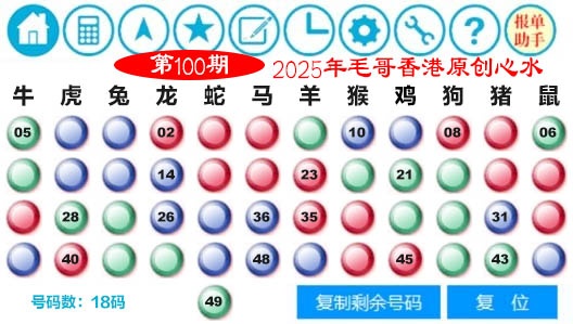 六合彩100期毛哥心水