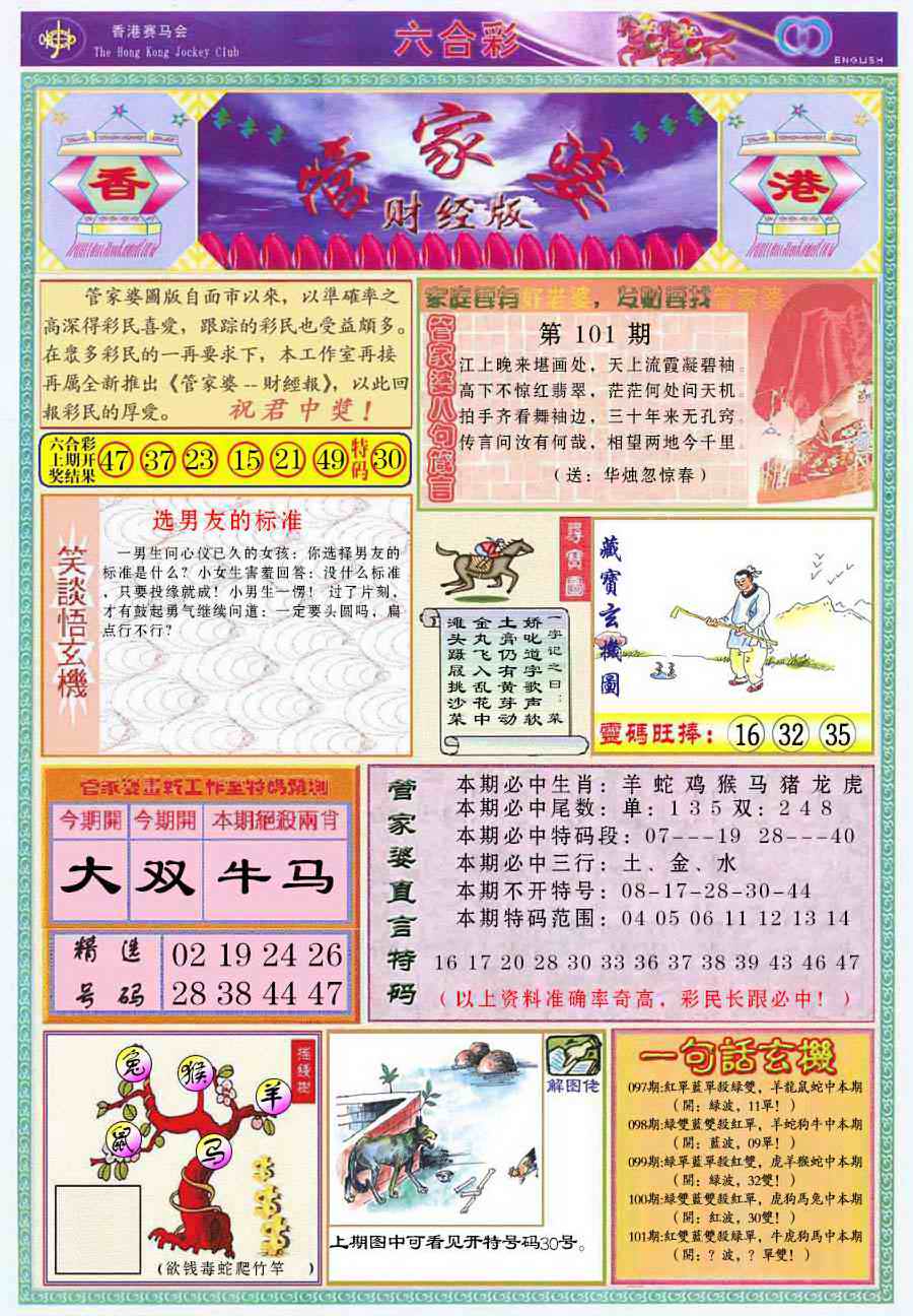 六合彩101期管家婆财经版