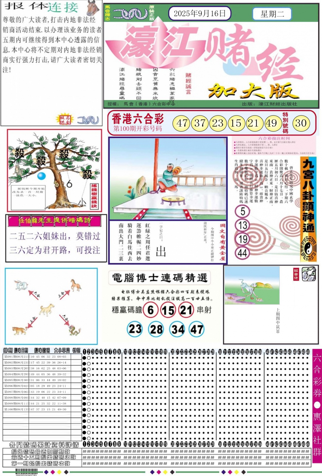 六合彩101期濠江赌经A加大版