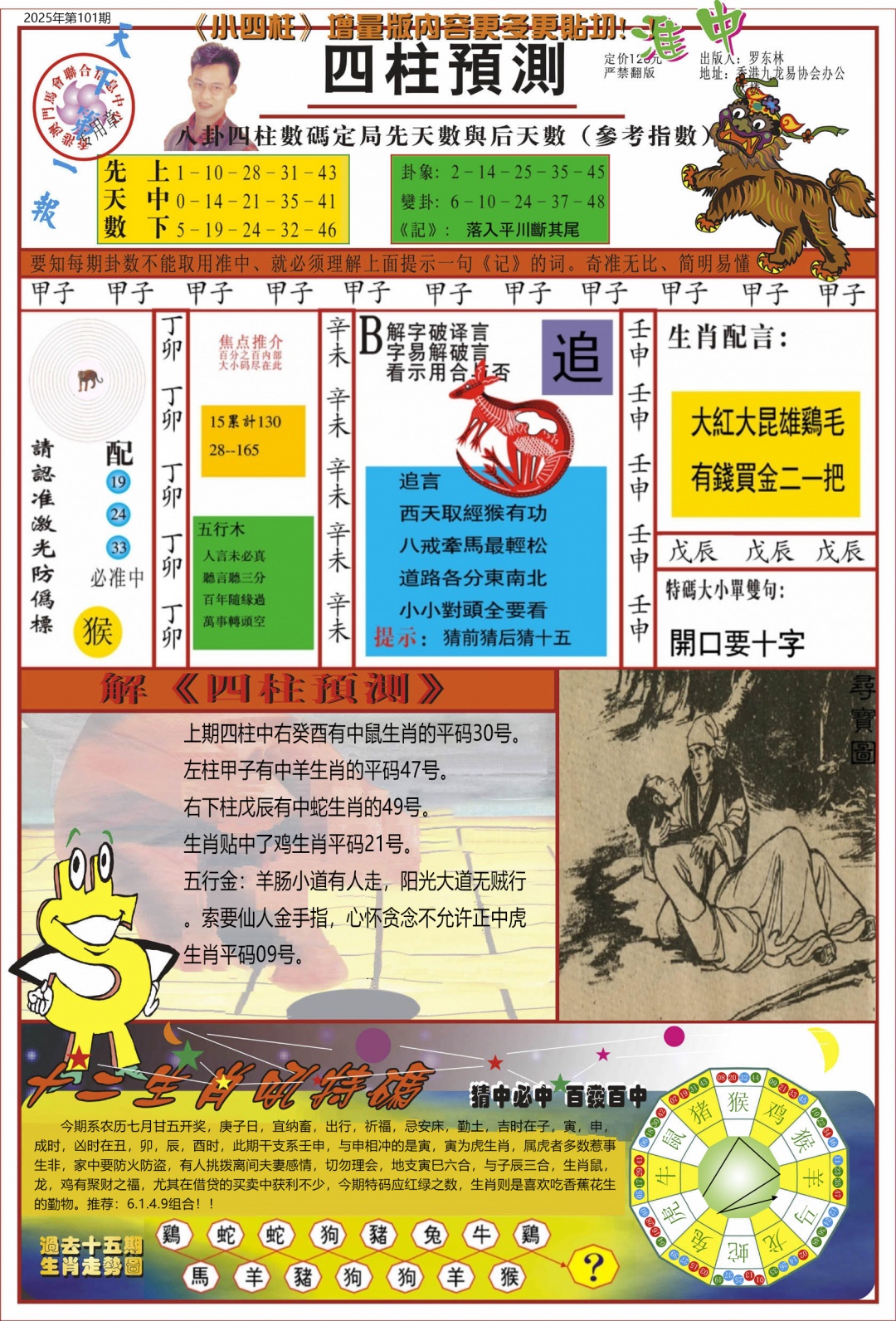 六合彩101期中四柱预测A