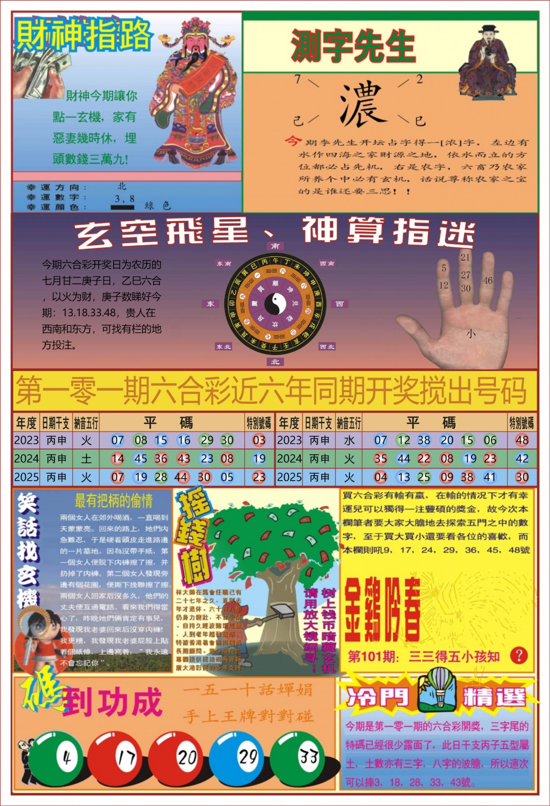 六合彩101期中四柱预测B