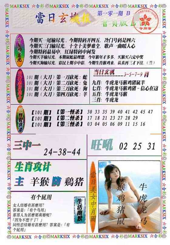 六合彩101期当日玄机-2
