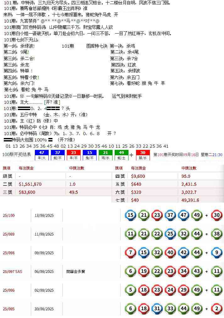六合彩101期特新五鬼B