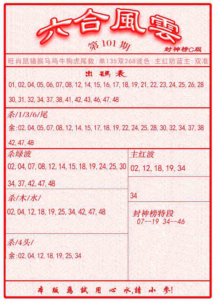 六合彩101期六合风云B面