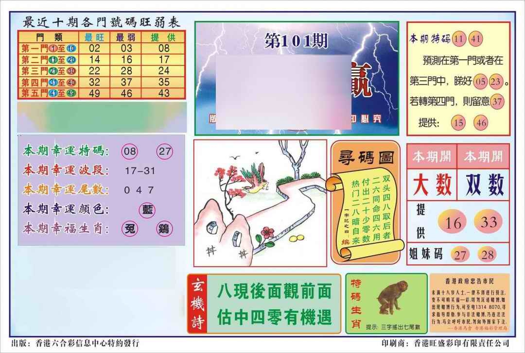 六合彩101期香港逢赌必羸(新图)