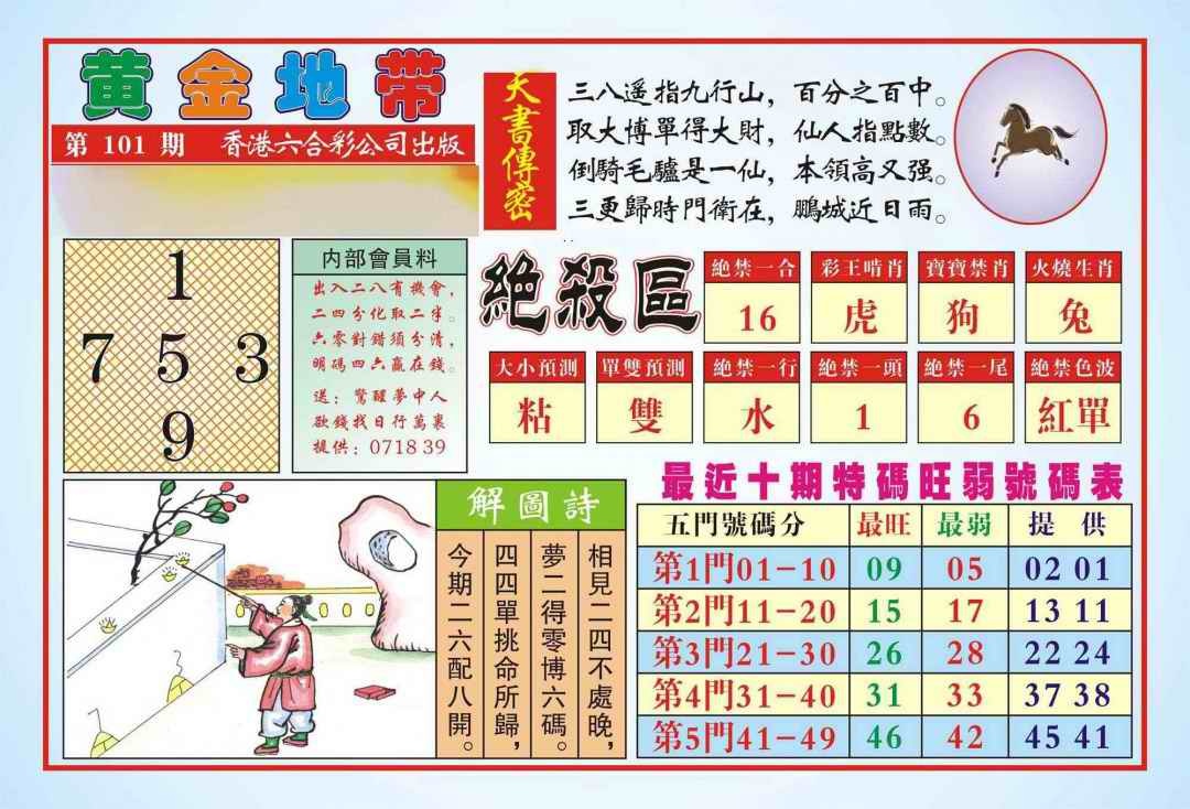 六合彩101期香港黄金地带(新图)