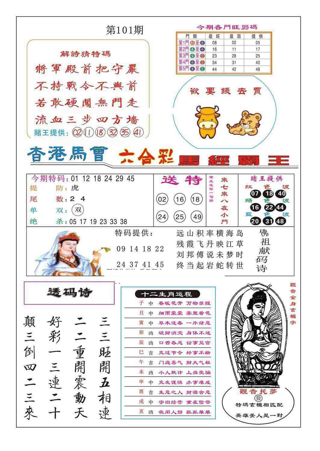 六合彩101期马经霸王