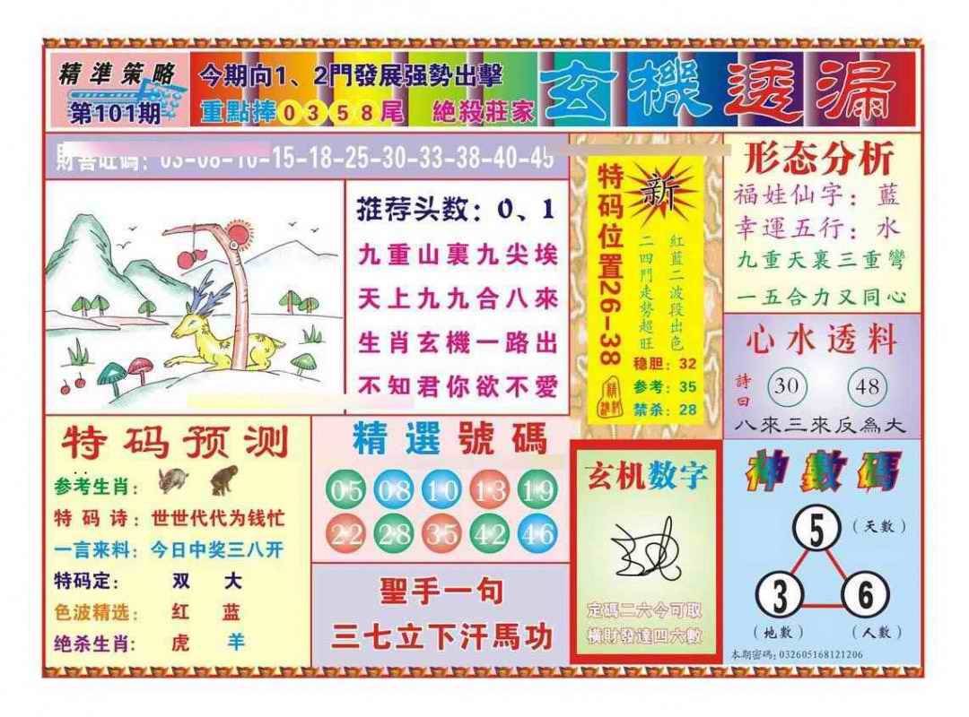 六合彩101期玄机透漏（新图）