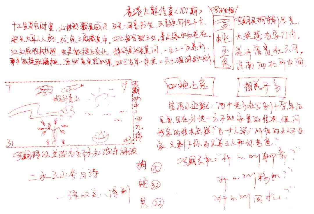 六合彩101期九龙传真(手写)