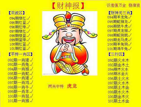 六合彩101期黄色财神报