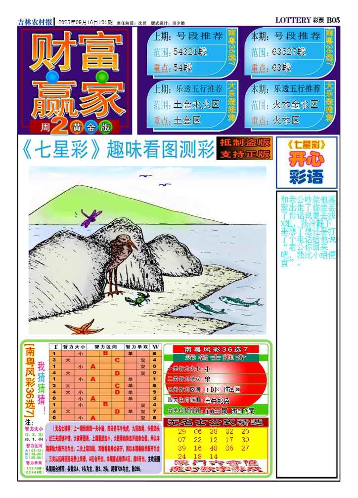 六合彩101期七星彩图(高清)A