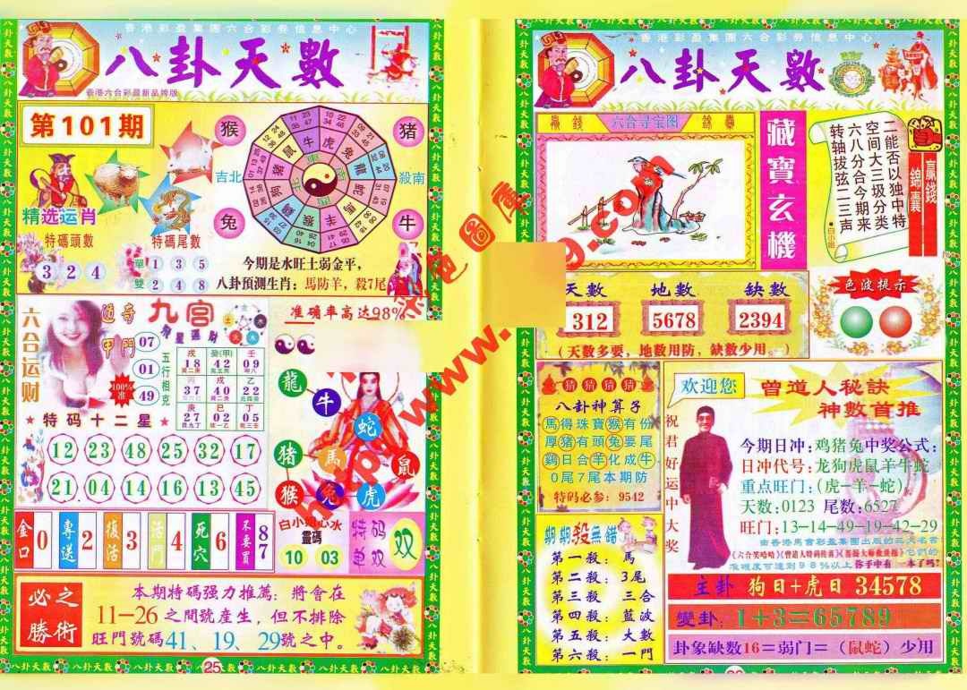 六合彩101期八卦天数