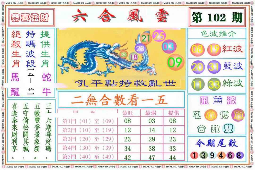 六合彩102期六合风云《另版》