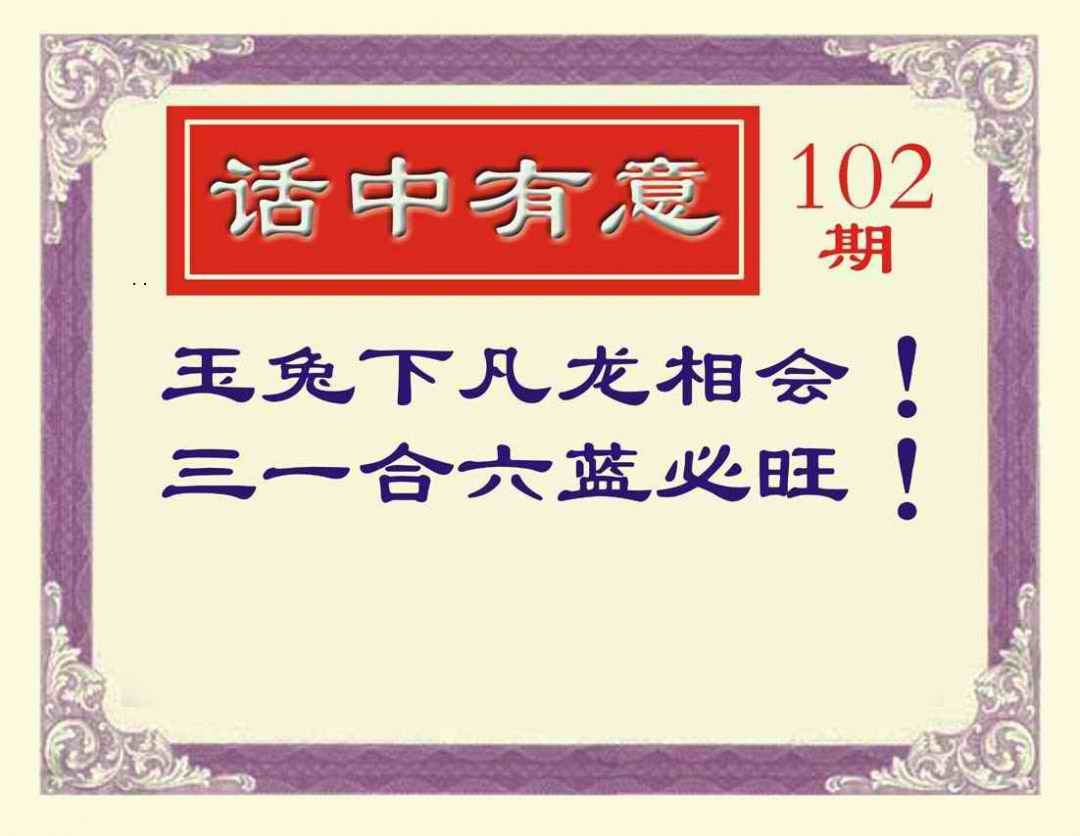 六合彩102期话中有意