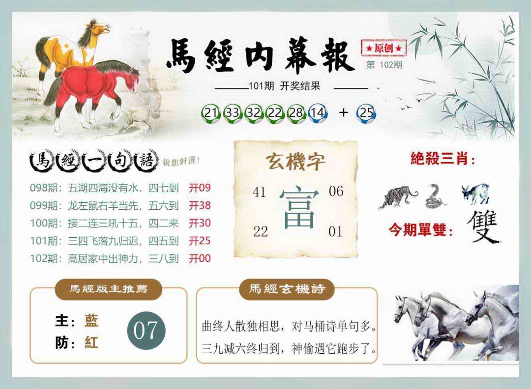 六合彩102期马经内幕报