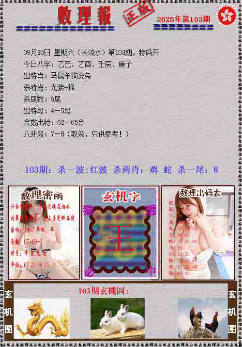 六合彩103期数理报