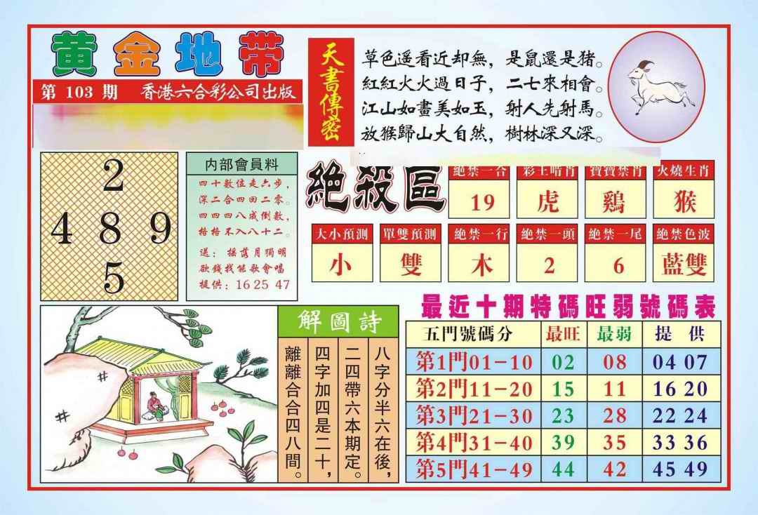 六合彩103期香港黄金地带(新图)